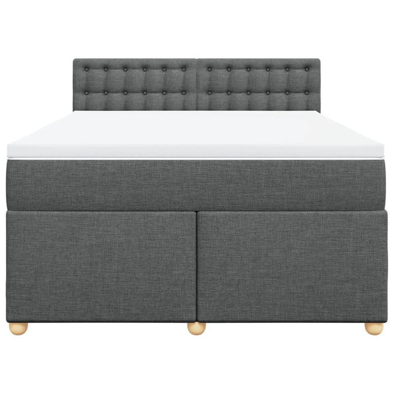 Box Spring Bed with Mattress Dark Grey Queen Fabric Payday Deals