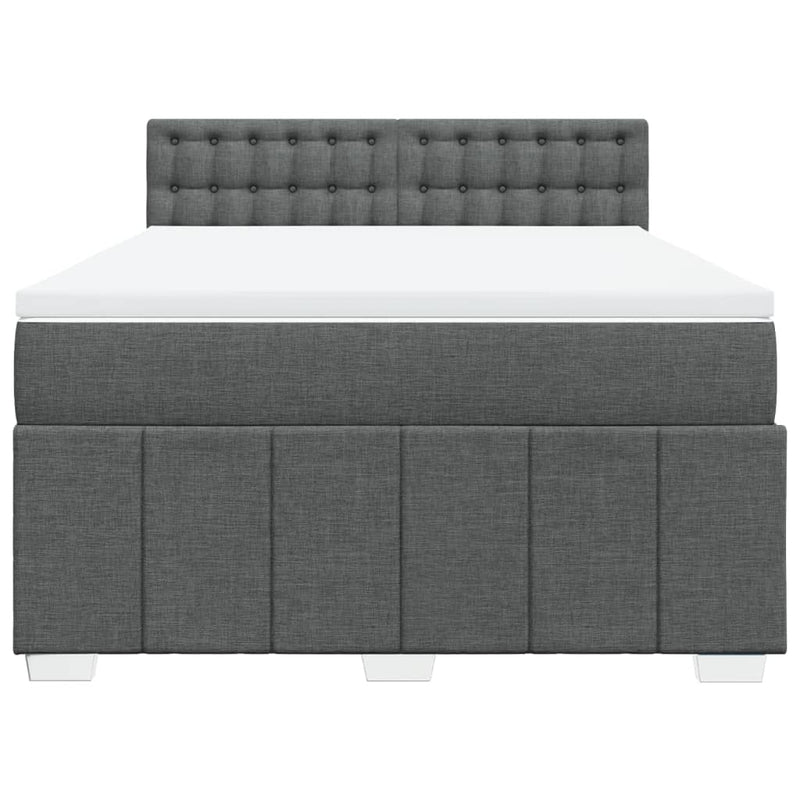 Box Spring Bed with Mattress Dark Grey Queen Fabric Payday Deals