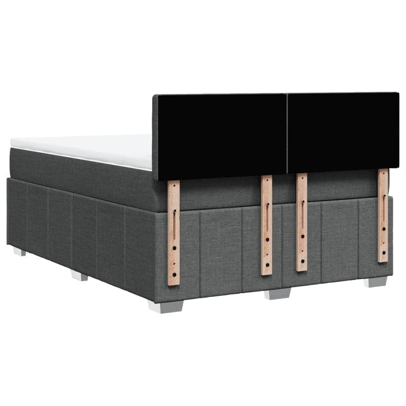 Box Spring Bed with Mattress Dark Grey Queen Fabric Payday Deals