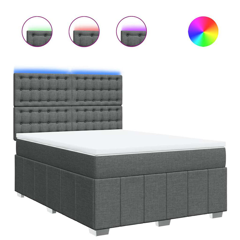Box Spring Bed with Mattress Dark Grey Queen Fabric Payday Deals