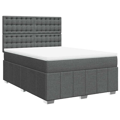 Box Spring Bed with Mattress Dark Grey Queen Fabric Payday Deals