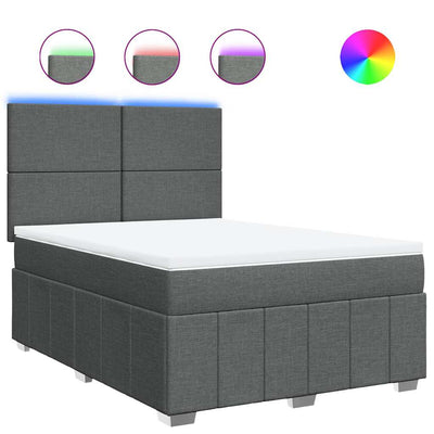 Box Spring Bed with Mattress Dark Grey Queen Fabric Payday Deals