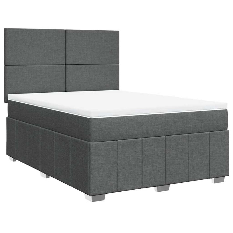 Box Spring Bed with Mattress Dark Grey Queen Fabric Payday Deals