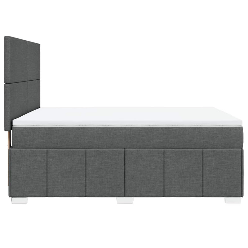 Box Spring Bed with Mattress Dark Grey Queen Fabric Payday Deals
