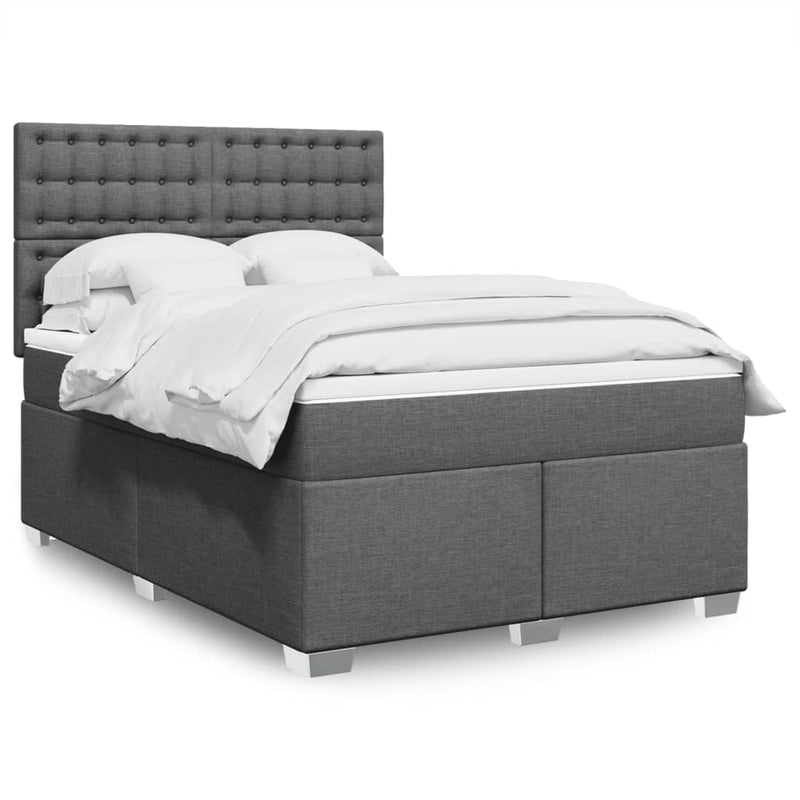 Box Spring Bed with Mattress Dark Grey Queen Fabric Payday Deals