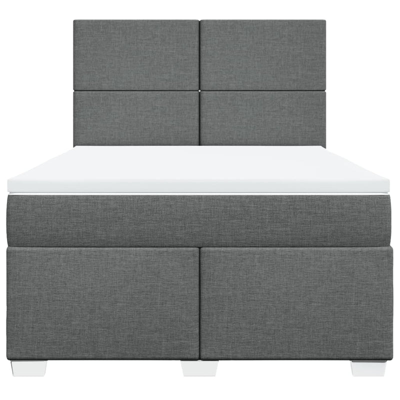 Box Spring Bed with Mattress Dark Grey Queen Fabric Payday Deals