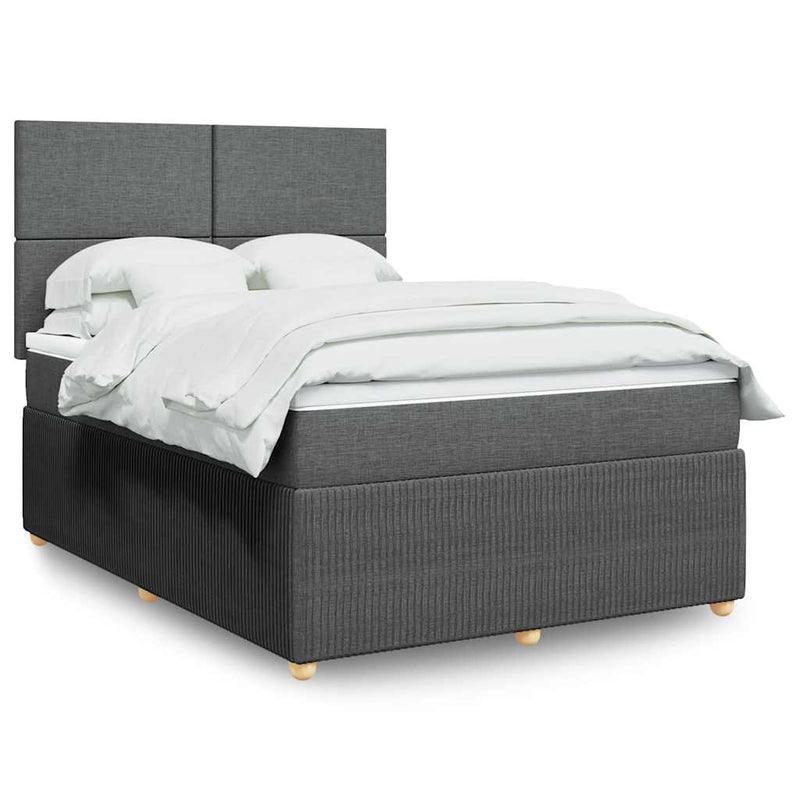 Box Spring Bed with Mattress Dark Grey Queen Fabric Payday Deals