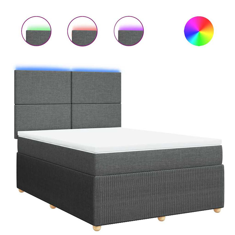 Box Spring Bed with Mattress Dark Grey Queen Fabric Payday Deals