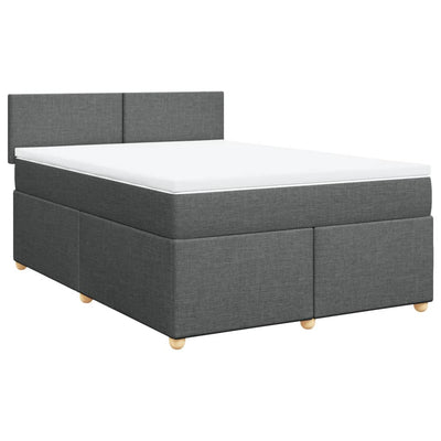 Box Spring Bed with Mattress Dark Grey Queen Fabric Payday Deals