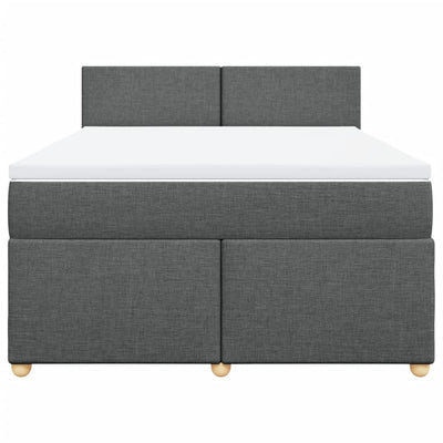 Box Spring Bed with Mattress Dark Grey Queen Fabric Payday Deals