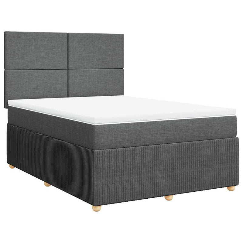 Box Spring Bed with Mattress Dark Grey Queen Fabric Payday Deals