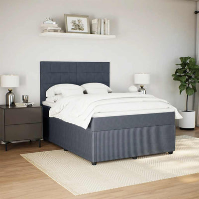 Box Spring Bed with Mattress Dark Grey Queen Velvet Payday Deals