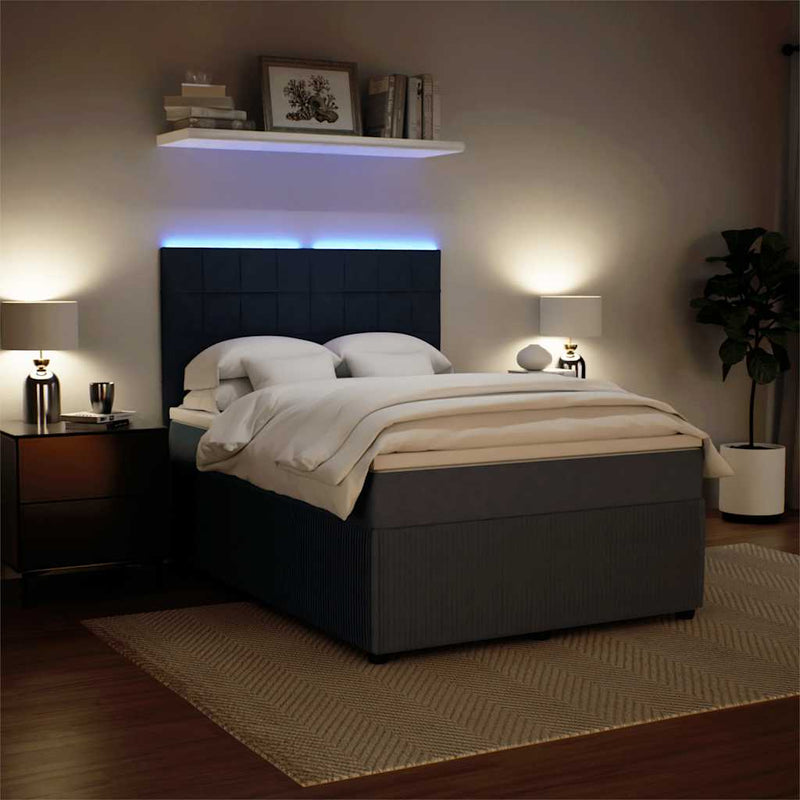 Box Spring Bed with Mattress Dark Grey Queen Velvet Payday Deals