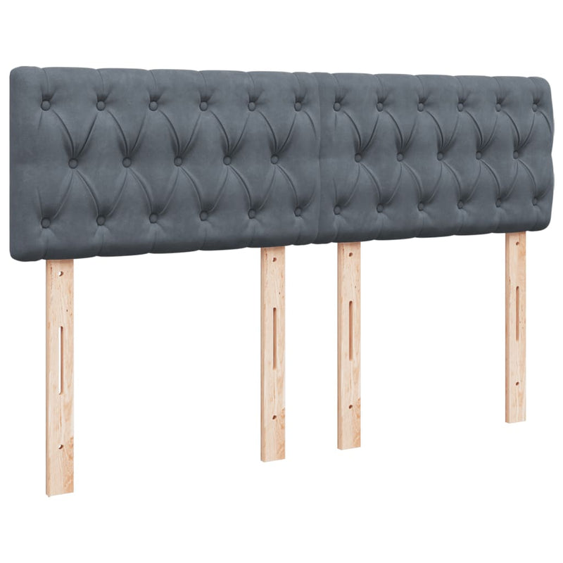 Box Spring Bed with Mattress Dark Grey Queen Velvet Payday Deals