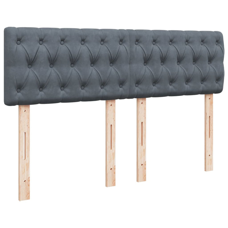 Box Spring Bed with Mattress Dark Grey Queen Velvet Payday Deals