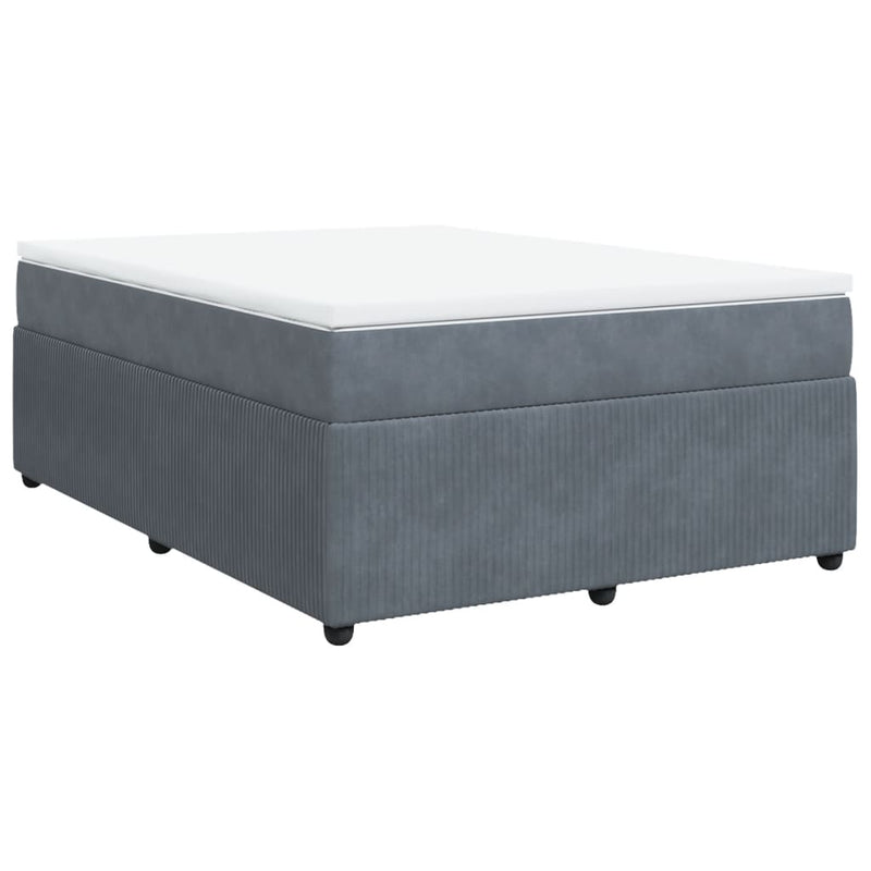 Box Spring Bed with Mattress Dark Grey Queen Velvet Payday Deals