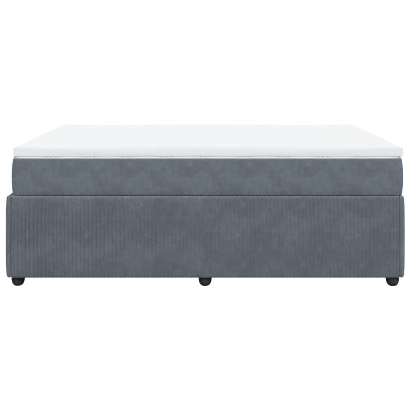 Box Spring Bed with Mattress Dark Grey Queen Velvet Payday Deals