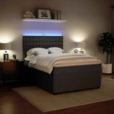 Box Spring Bed with Mattress Dark Grey Queen Velvet Payday Deals
