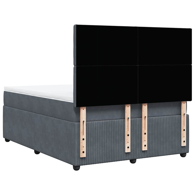 Box Spring Bed with Mattress Dark Grey Queen Velvet Payday Deals