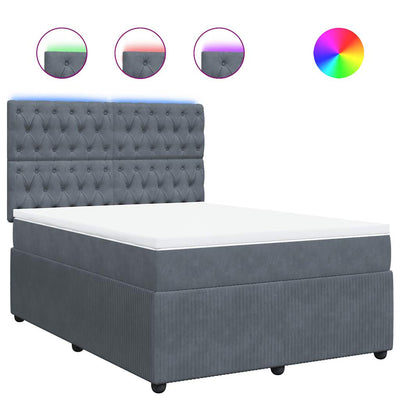 Box Spring Bed with Mattress Dark Grey Queen Velvet Payday Deals