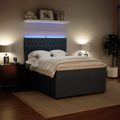 Box Spring Bed with Mattress Dark Grey Queen Velvet Payday Deals