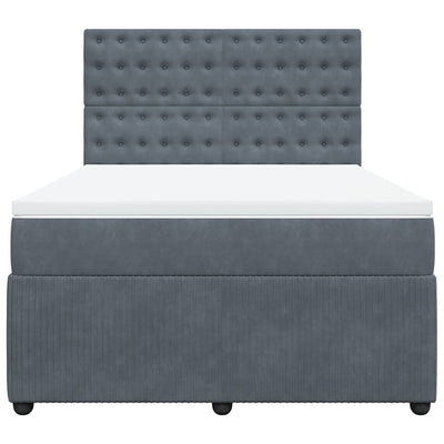 Box Spring Bed with Mattress Dark Grey Queen Velvet Payday Deals