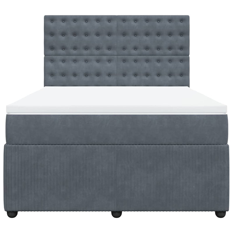Box Spring Bed with Mattress Dark Grey Queen Velvet Payday Deals