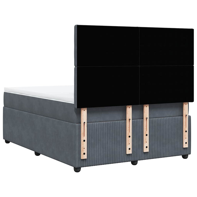 Box Spring Bed with Mattress Dark Grey Queen Velvet Payday Deals