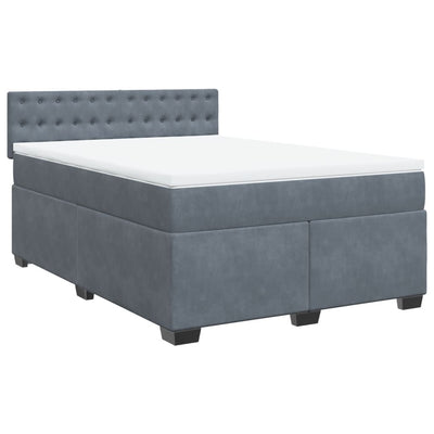 Box Spring Bed with Mattress Dark Grey Queen Velvet Payday Deals