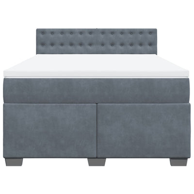 Box Spring Bed with Mattress Dark Grey Queen Velvet Payday Deals