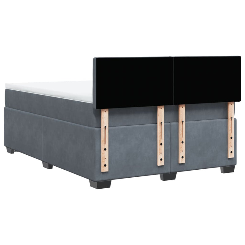 Box Spring Bed with Mattress Dark Grey Queen Velvet Payday Deals
