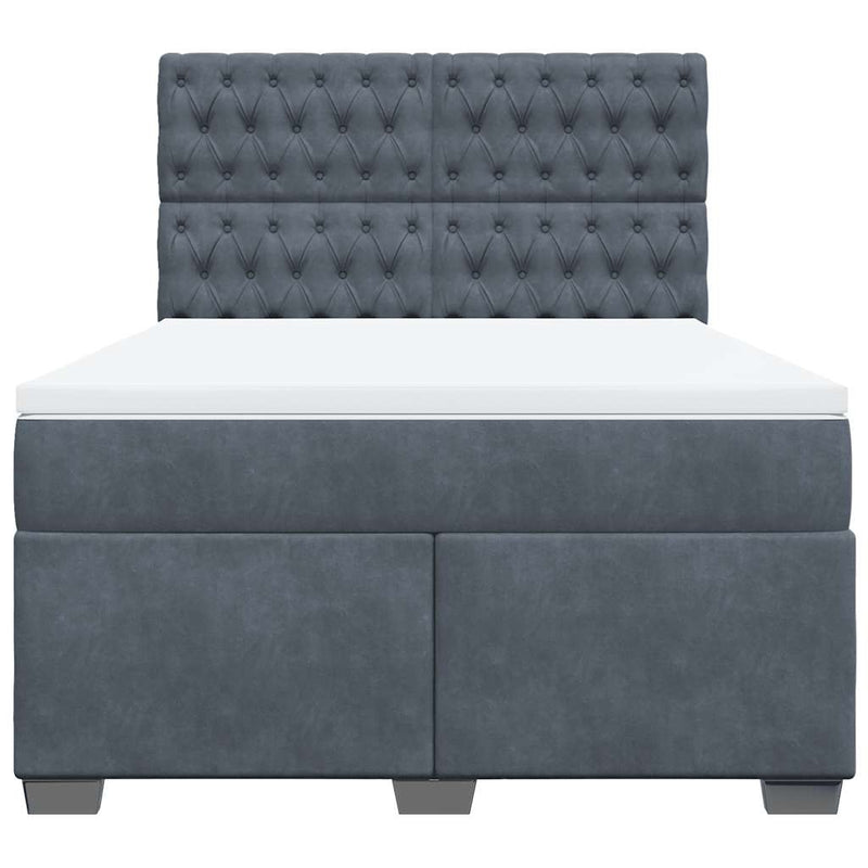 Box Spring Bed with Mattress Dark Grey Queen Velvet Payday Deals