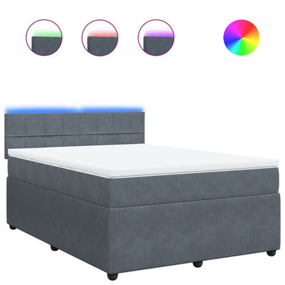 Box Spring Bed with Mattress Dark Grey Queen Velvet Payday Deals