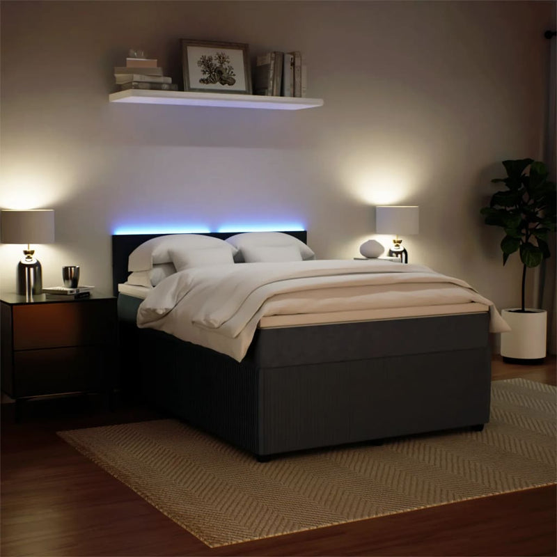 Box Spring Bed with Mattress Dark Grey Queen Velvet Payday Deals