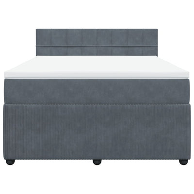 Box Spring Bed with Mattress Dark Grey Queen Velvet Payday Deals