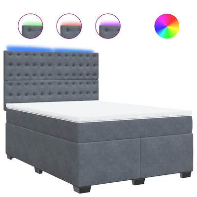 Box Spring Bed with Mattress Dark Grey Queen Velvet Payday Deals