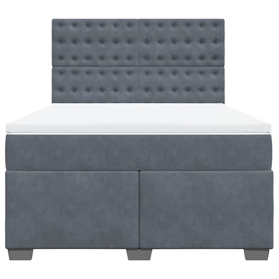 Box Spring Bed with Mattress Dark Grey Queen Velvet Payday Deals