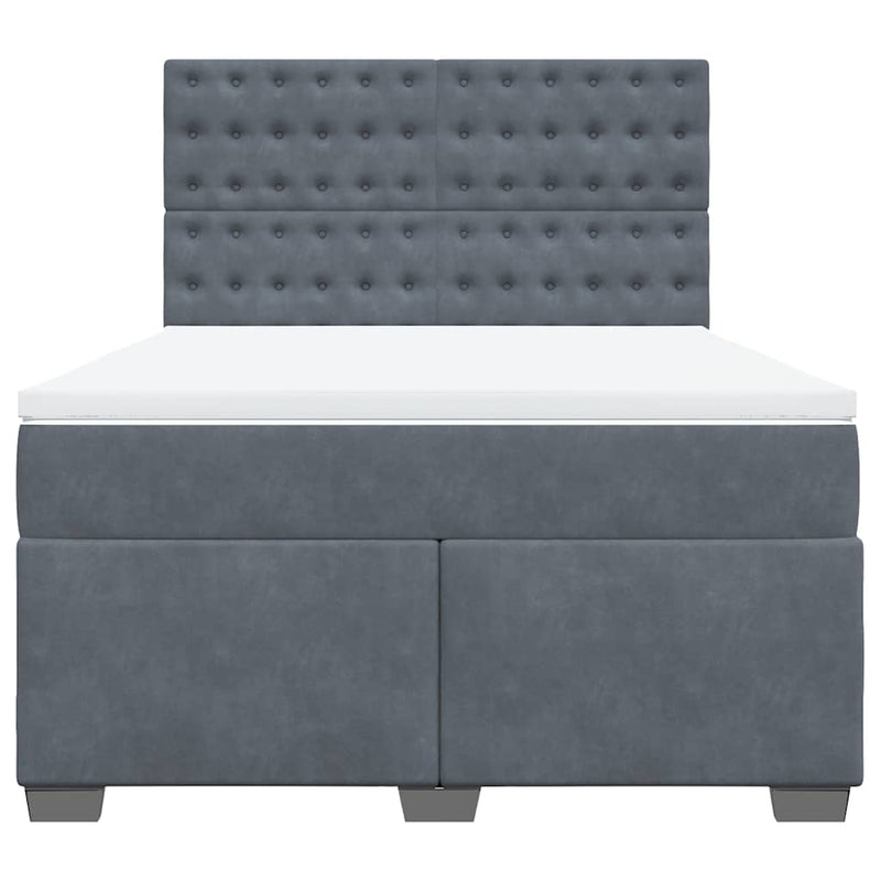 Box Spring Bed with Mattress Dark Grey Queen Velvet Payday Deals