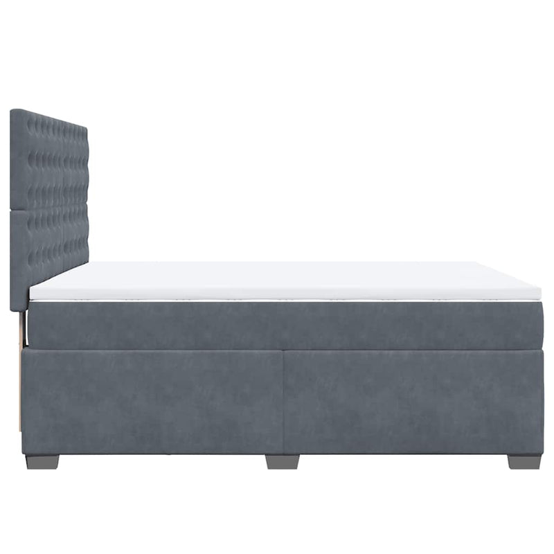 Box Spring Bed with Mattress Dark Grey Queen Velvet Payday Deals