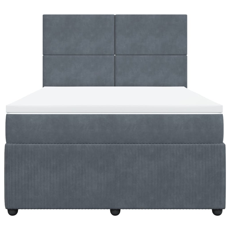 Box Spring Bed with Mattress Dark Grey Queen Velvet Payday Deals