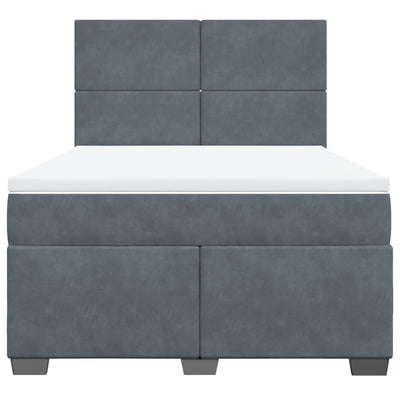 Box Spring Bed with Mattress Dark Grey Queen Velvet Payday Deals