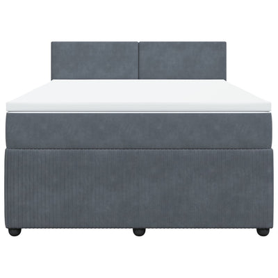 Box Spring Bed with Mattress Dark Grey Queen Velvet Payday Deals