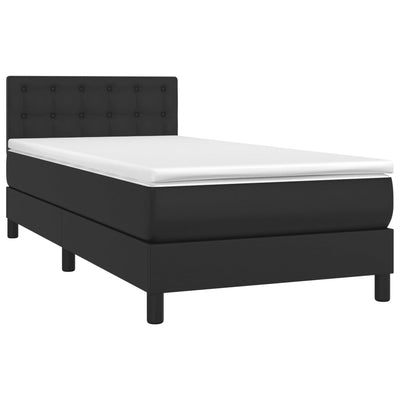 Box Spring Bed with Mattress&LED Black 100x200cm Faux Leather Payday Deals