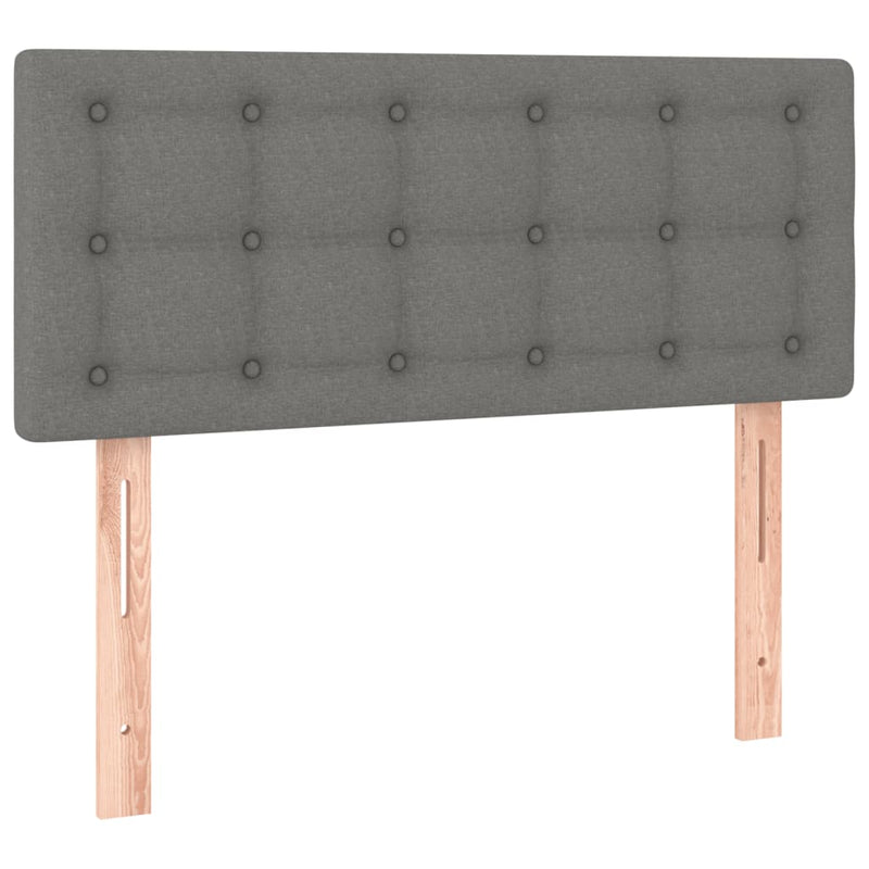 Box Spring Bed with Mattress&LED Dark Grey 100x200cm Fabric Payday Deals