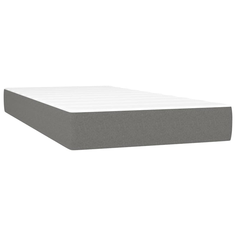 Box Spring Bed with Mattress&LED Dark Grey 100x200cm Fabric Payday Deals