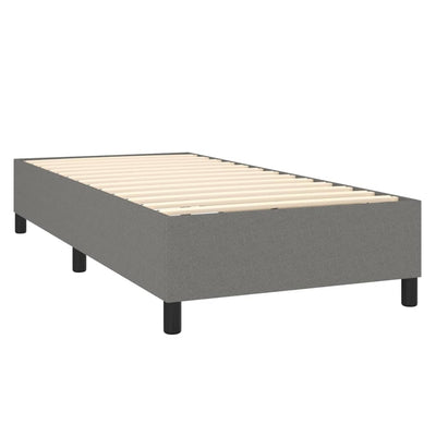 Box Spring Bed with Mattress&LED Dark Grey 106x203 cm King Single Size Fabric Payday Deals