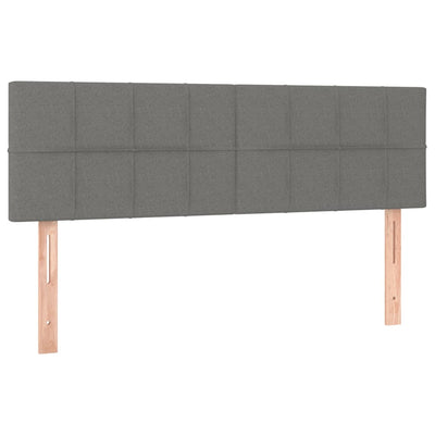 Box Spring Bed with Mattress&LED Dark Grey 137x187 cm Double Size Fabric Payday Deals