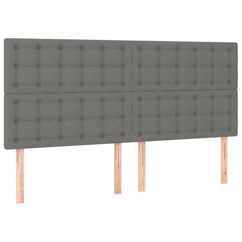 Box Spring Bed with Mattress&LED Dark Grey 153x203 cm Queen Size Fabric Payday Deals
