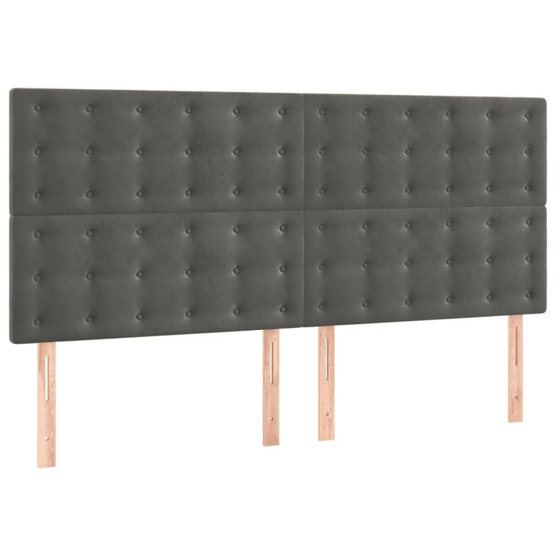 Box Spring Bed with Mattress&LED Dark Grey 153x203 cm Queen Size Velvet Payday Deals