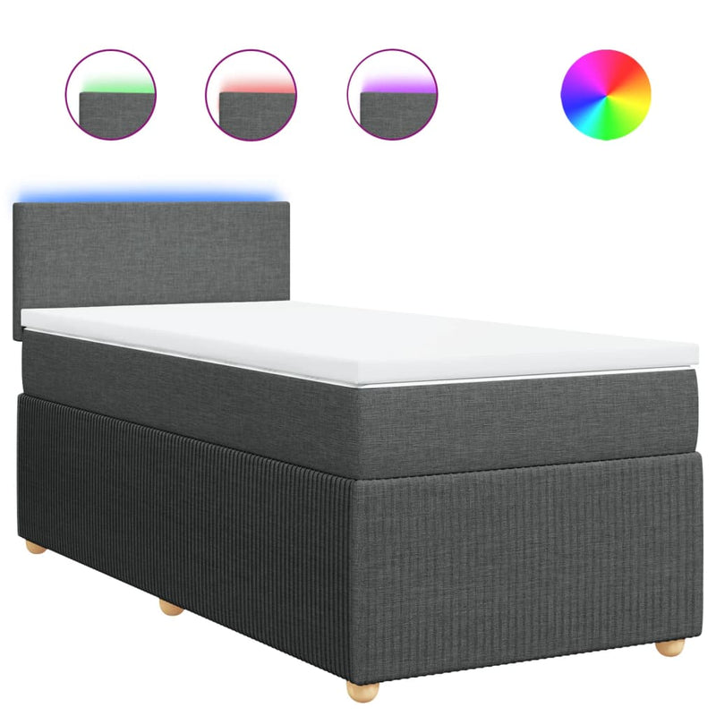 Box Spring Bed with Mattress Light Grey King Single Fabric Payday Deals